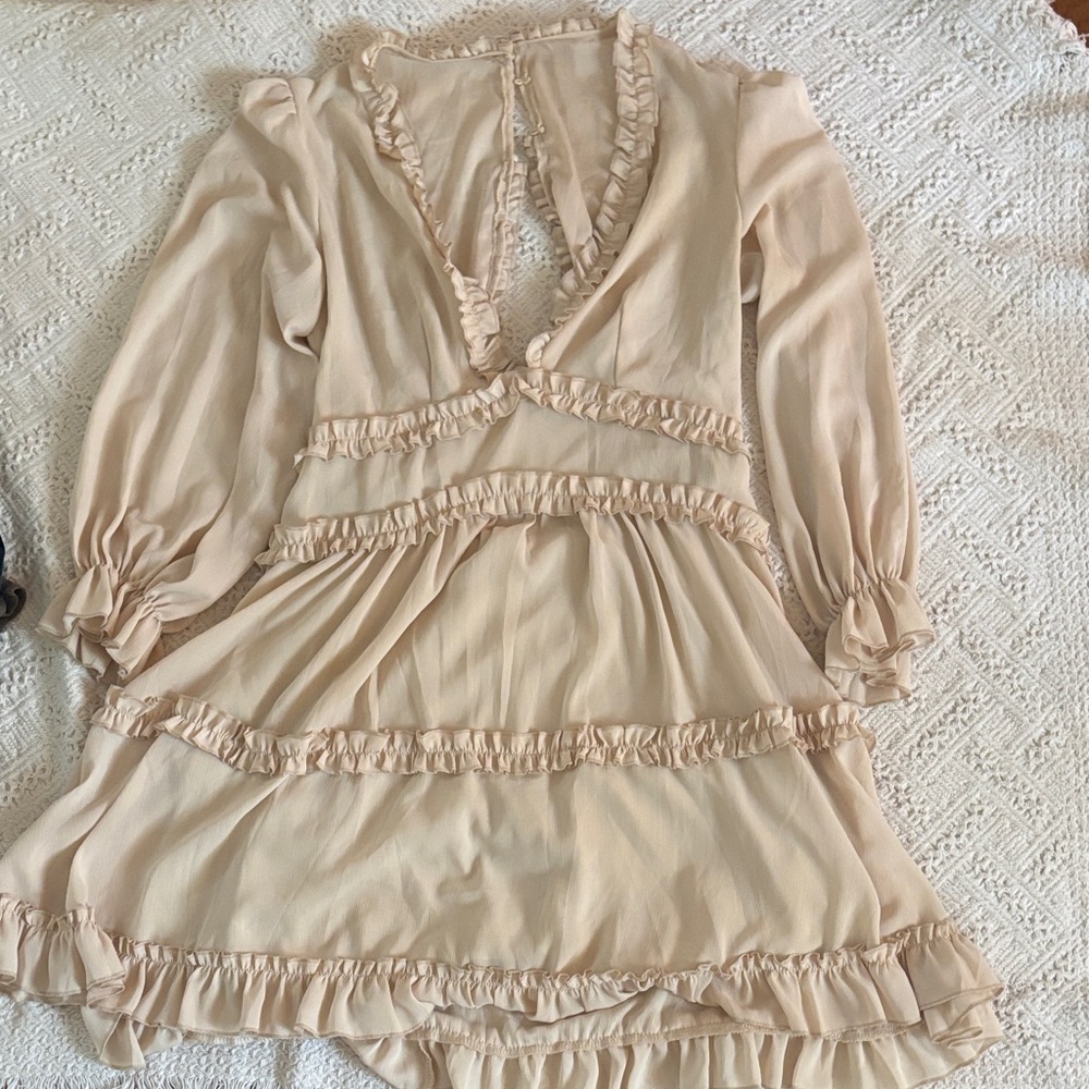 Elegant Cream Ruffled Dress